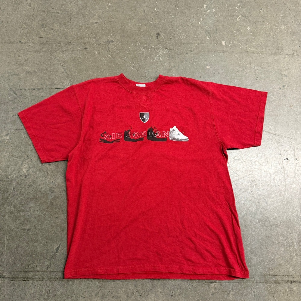 Jordan Brand Mens Red Air Jordan Sneaker Graphic T-Shirt Jumpman Logo Size Large